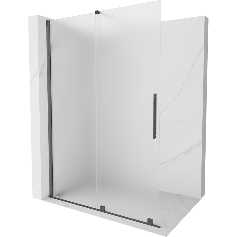 Mexen Velar ścianka prysznicowa rozsuwana Walk-in 140 x 200 cm, szron 8 mm, gun gray szczotkowany - 871-140-000-33-66