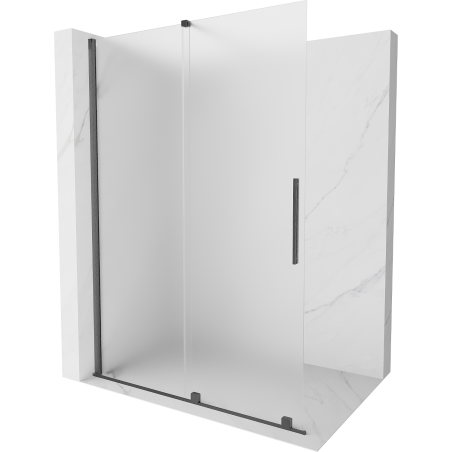 Mexen Velar ścianka prysznicowa rozsuwana Walk-in 140 x 200 cm, szron 8 mm, gun gray szczotkowany - 871-140-000-33-66