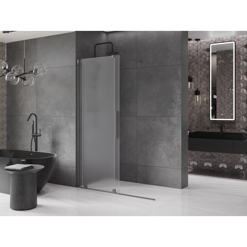 Mexen Velar ścianka prysznicowa rozsuwana Walk-in 160 x 200 cm, szron 8 mm, gun gray szczotkowany - 871-160-000-33-66