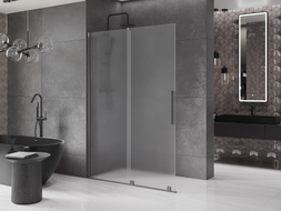 Mexen Velar ścianka prysznicowa rozsuwana Walk-in 150 x 200 cm, szron 8 mm, gun gray szczotkowany - 871-150-000-33-66