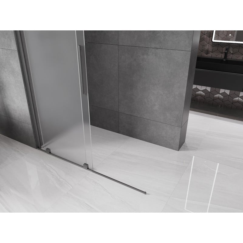 Mexen Velar ścianka prysznicowa rozsuwana Walk-in 130 x 200 cm, szron 8 mm, gun gray szczotkowany - 871-130-000-33-66