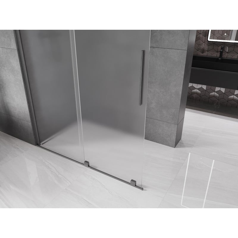 Mexen Velar ścianka prysznicowa rozsuwana Walk-in 140 x 200 cm, szron 8 mm, gun gray szczotkowany - 871-140-000-33-66
