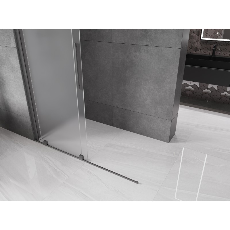 Mexen Velar ścianka prysznicowa rozsuwana Walk-in 140 x 200 cm, szron 8 mm, gun gray szczotkowany - 871-140-000-33-66