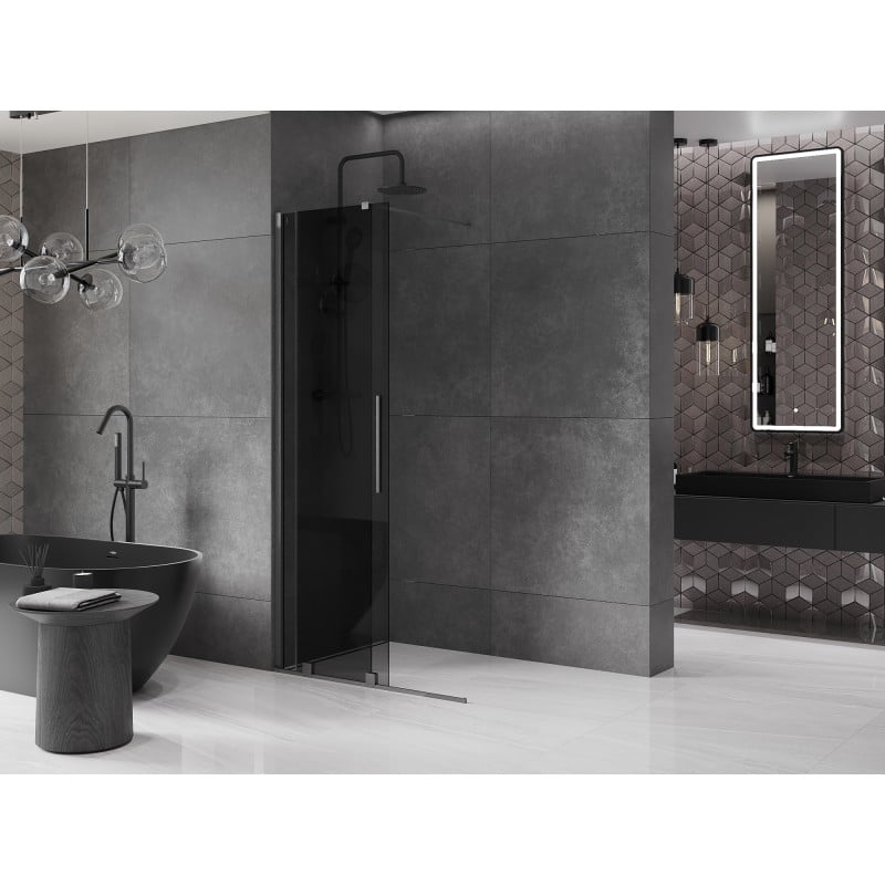 Mexen Velar ścianka prysznicowa rozsuwana Walk-in 75 x 200 cm, grafit 8 mm, gun gray szczotkowany - 871-075-000-43-66