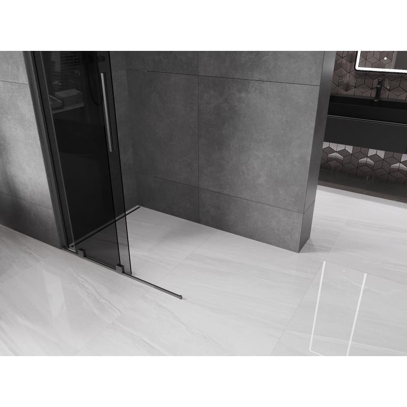 Mexen Velar ścianka prysznicowa rozsuwana Walk-in 80 x 200 cm, grafit 8 mm, gun gray szczotkowany - 871-080-000-43-66