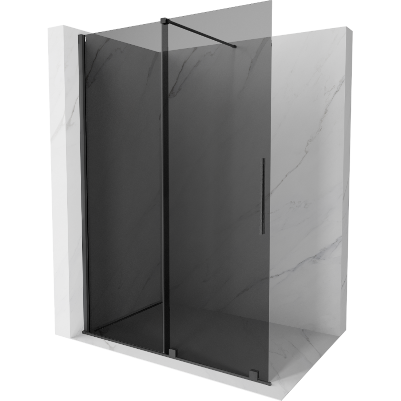 Mexen Velar ścianka prysznicowa rozsuwana Walk-in 140 x 200 cm, grafit 8 mm, gun gray szczotkowany - 871-140-000-43-66