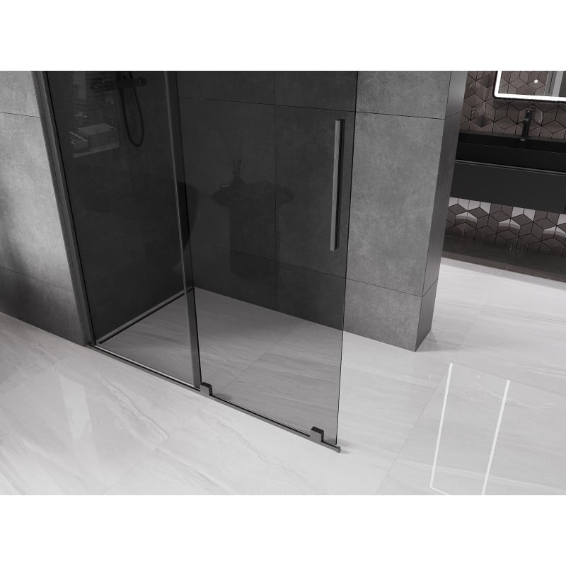 Mexen Velar ścianka prysznicowa rozsuwana Walk-in 160 x 200 cm, grafit 8 mm, gun gray szczotkowany - 871-160-000-43-66
