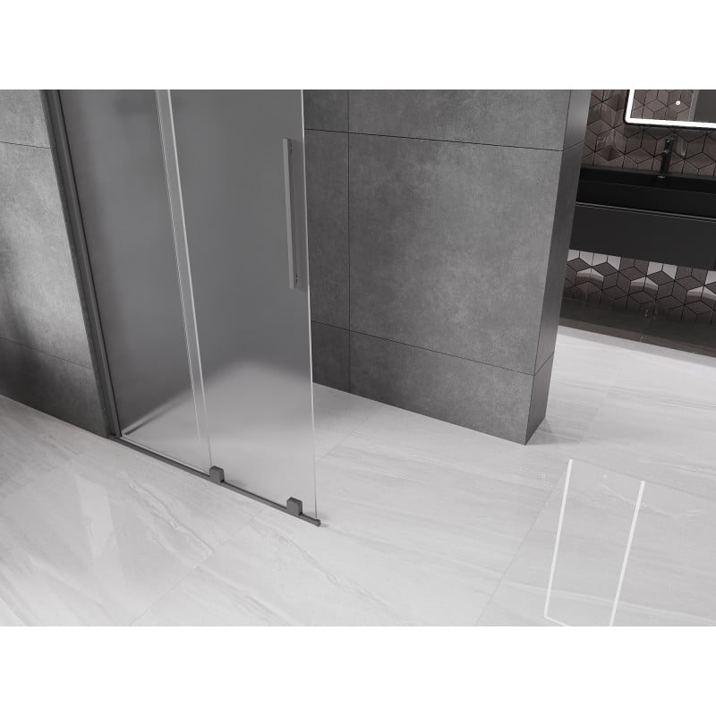 Mexen Velar ścianka prysznicowa rozsuwana Walk-in 110 x 200 cm, szron 8 mm, gun metal - 871-110-000-33-95