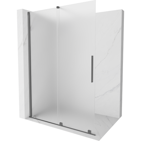 Mexen Velar ścianka prysznicowa rozsuwana Walk-in 140 x 200 cm, szron 8 mm, gun metal - 871-140-000-33-95