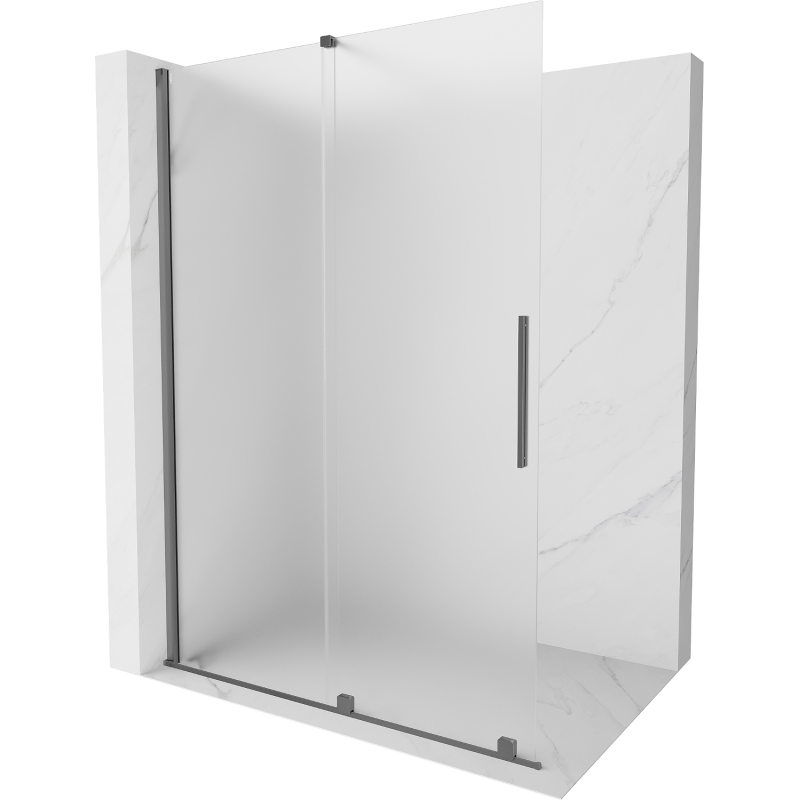 Mexen Velar ścianka prysznicowa rozsuwana Walk-in 160 x 200 cm, szron 8 mm, gun metal - 871-160-000-33-95