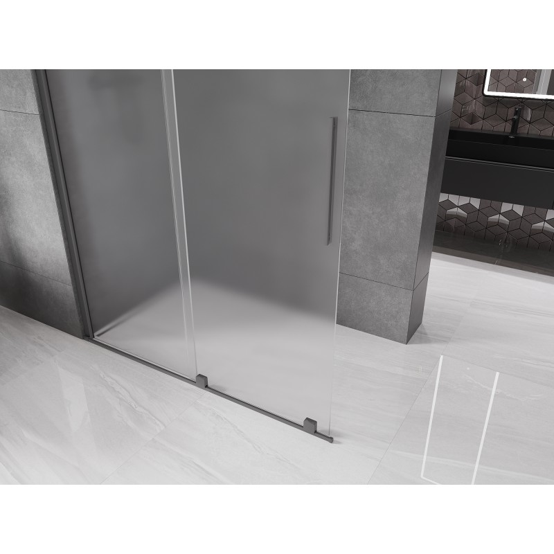 Mexen Velar ścianka prysznicowa rozsuwana Walk-in 150 x 200 cm, szron 8 mm, gun metal - 871-150-000-33-95