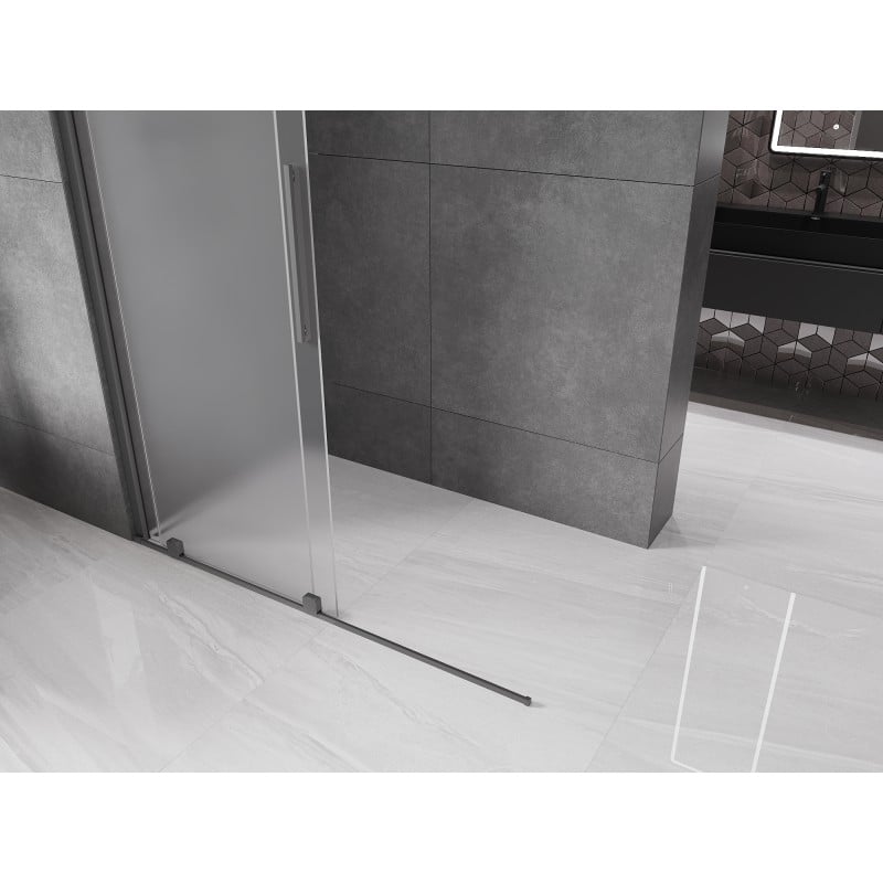 Mexen Velar ścianka prysznicowa rozsuwana Walk-in 160 x 200 cm, szron 8 mm, gun metal - 871-160-000-33-95
