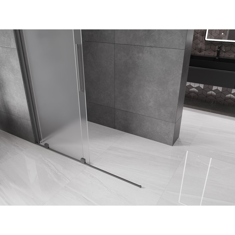 Mexen Velar ścianka prysznicowa rozsuwana Walk-in 130 x 200 cm, szron 8 mm, gun metal - 871-130-000-33-95
