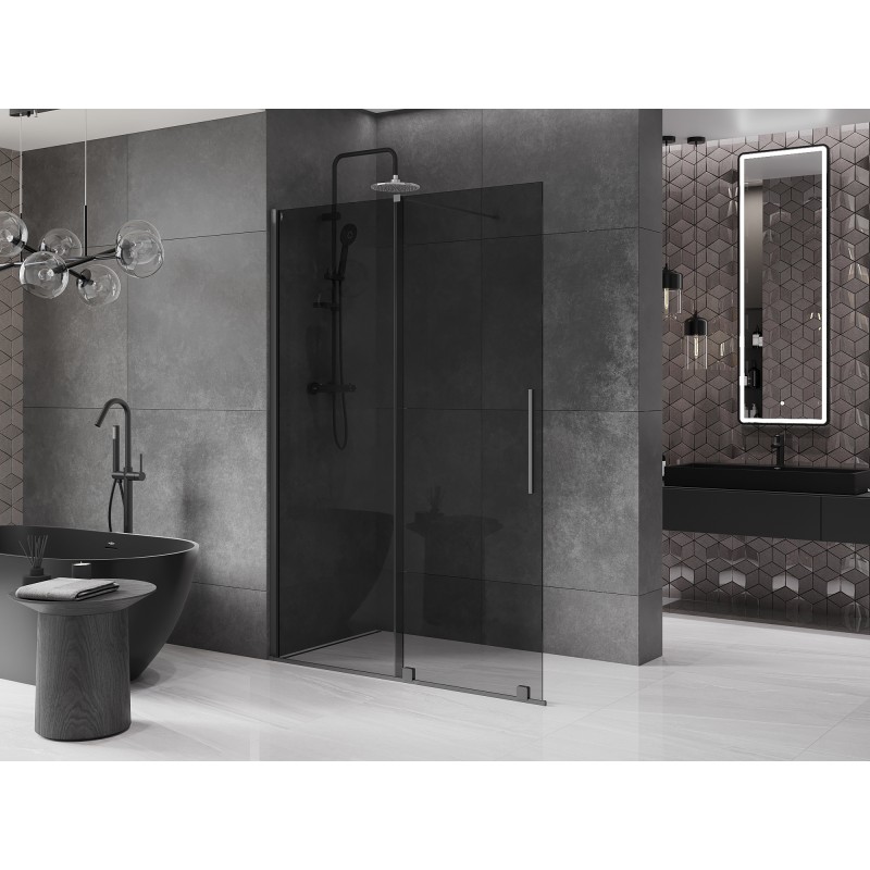 Mexen Velar ścianka prysznicowa rozsuwana Walk-in 160 x 200 cm, grafit 8 mm, gun metal - 871-160-000-43-95