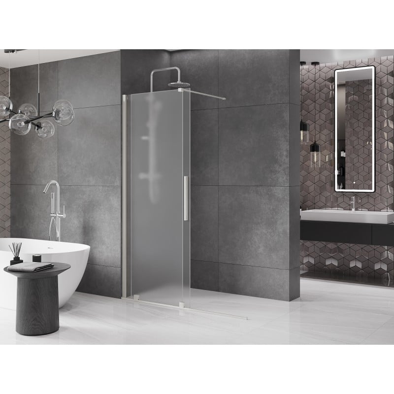 Mexen Velar ścianka prysznicowa rozsuwana Walk-in 160 x 200 cm, szron 8 mm, nikiel szczotkowany - 871-160-000-33-97