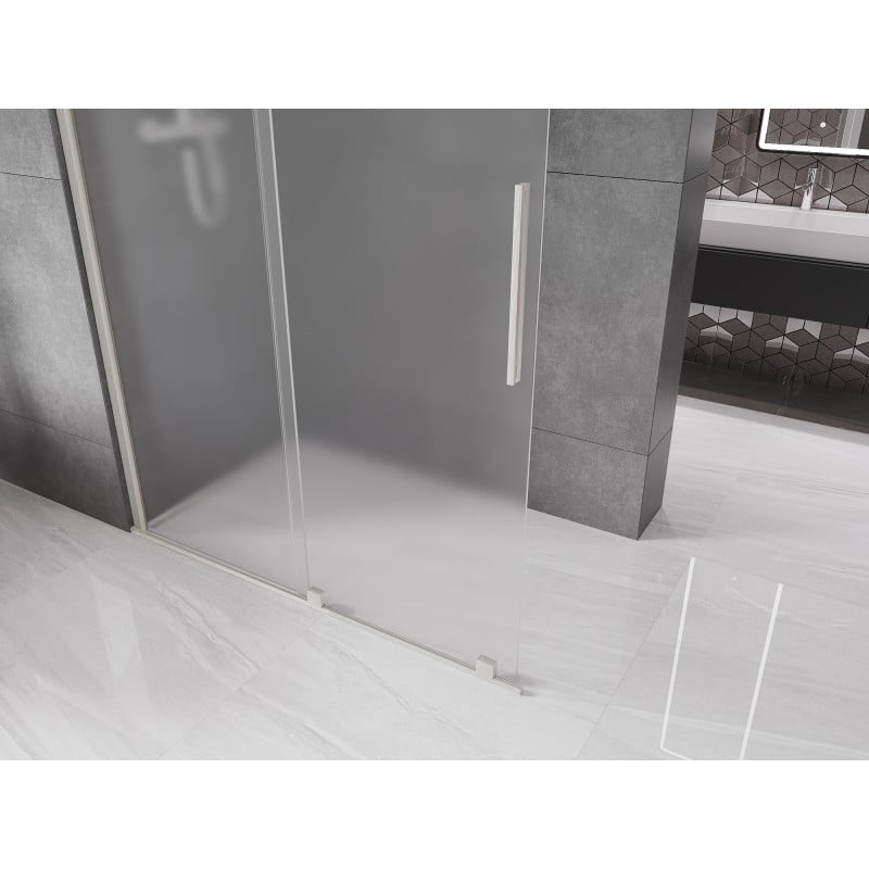 Mexen Velar ścianka prysznicowa rozsuwana Walk-in 130 x 200 cm, szron 8 mm, nikiel szczotkowany - 871-130-000-33-97