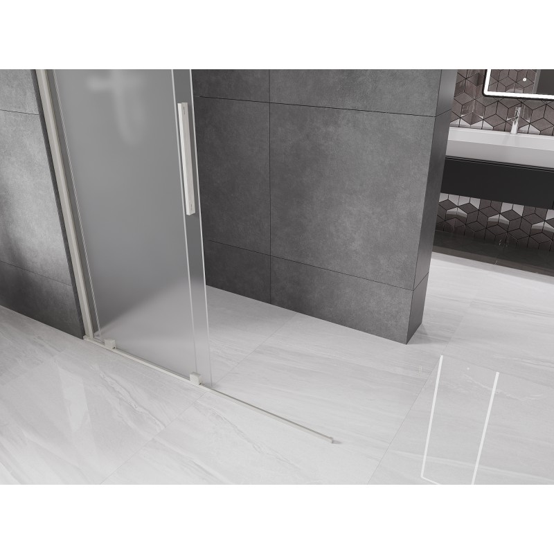 Mexen Velar ścianka prysznicowa rozsuwana Walk-in 130 x 200 cm, szron 8 mm, nikiel szczotkowany - 871-130-000-33-97