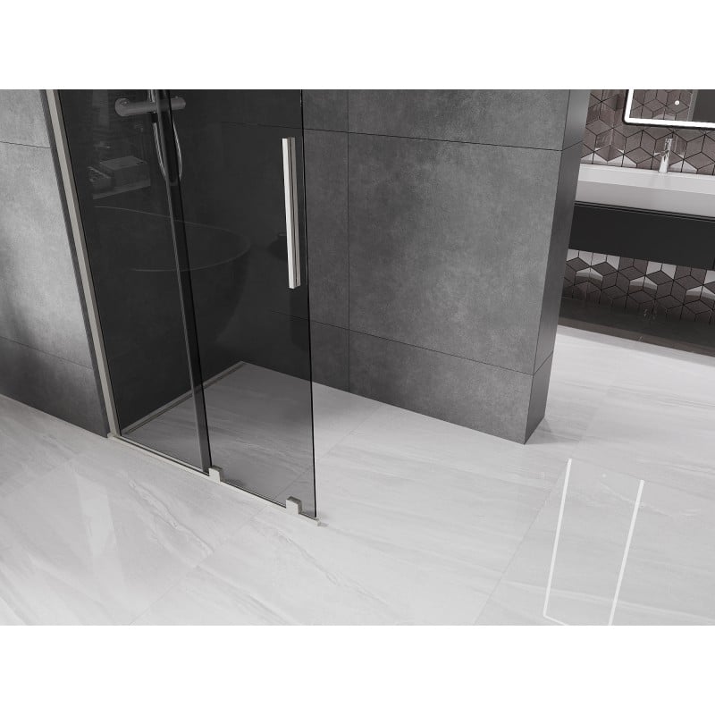 Mexen Velar ścianka prysznicowa rozsuwana Walk-in 75 x 200 cm, grafit 8 mm, nikiel szczotkowany - 871-075-000-43-97