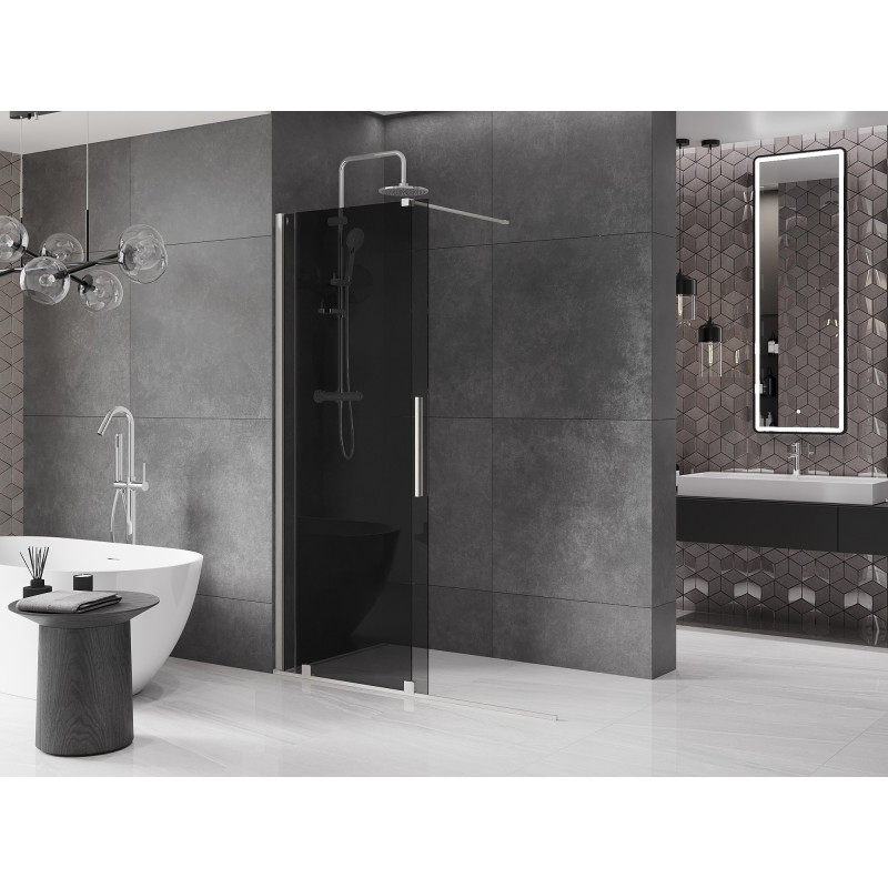 Mexen Velar ścianka prysznicowa rozsuwana Walk-in 130 x 200 cm, grafit 8 mm, nikiel szczotkowany - 871-130-000-43-97