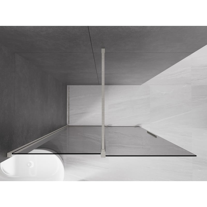Mexen Velar ścianka prysznicowa rozsuwana Walk-in 140 x 200 cm, grafit 8 mm, nikiel szczotkowany - 871-140-000-43-97