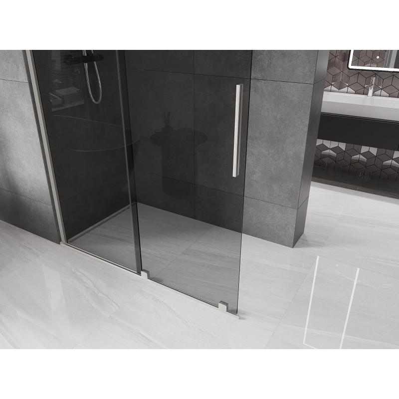 Mexen Velar ścianka prysznicowa rozsuwana Walk-in 130 x 200 cm, grafit 8 mm, nikiel szczotkowany - 871-130-000-43-97