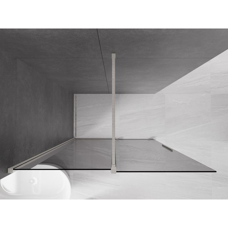 Mexen Velar ścianka prysznicowa rozsuwana Walk-in 130 x 200 cm, grafit 8 mm, nikiel szczotkowany - 871-130-000-43-97