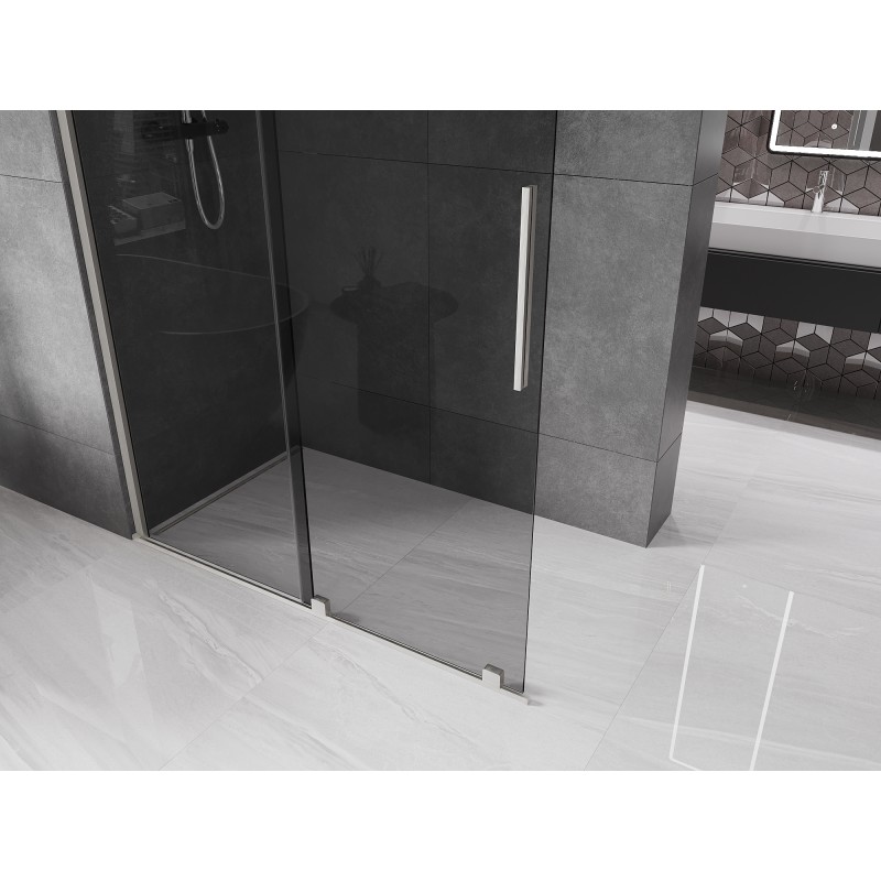 Mexen Velar ścianka prysznicowa rozsuwana Walk-in 160 x 200 cm, grafit 8 mm, nikiel szczotkowany - 871-160-000-43-97