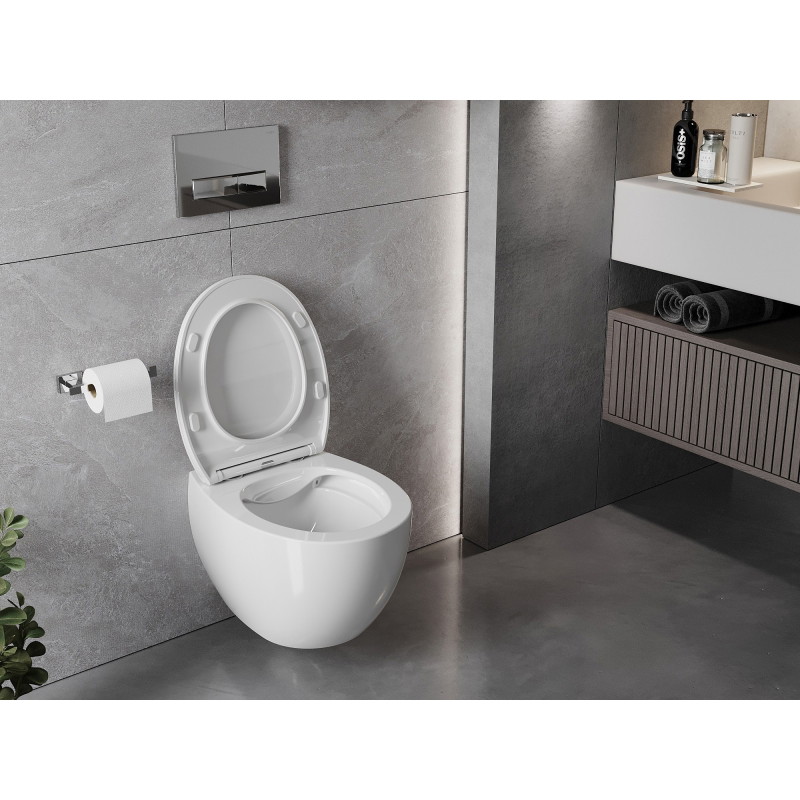 Mexen Egg miska wc Rimless z deską wolnoopadającą slim, duroplast, biała połysk - 30245000