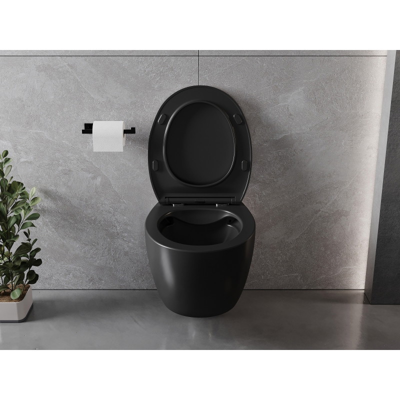 Mexen Egg miska wc Rimless z deską wolnoopadającą slim, duroplast, czarna mat - 30245070