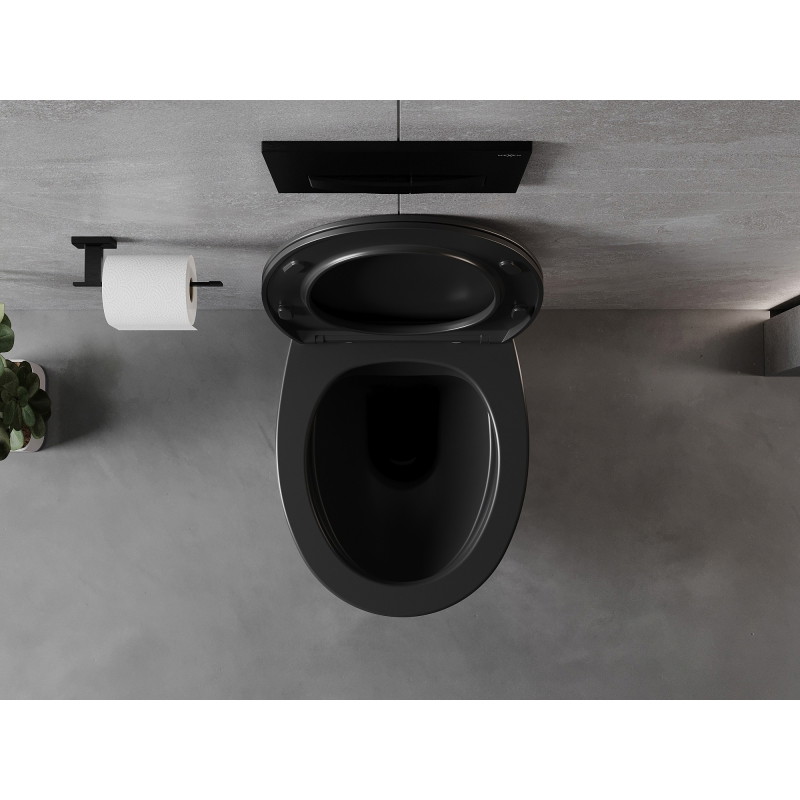Mexen Egg miska wc Rimless z deską wolnoopadającą slim, duroplast, czarna mat - 30245070