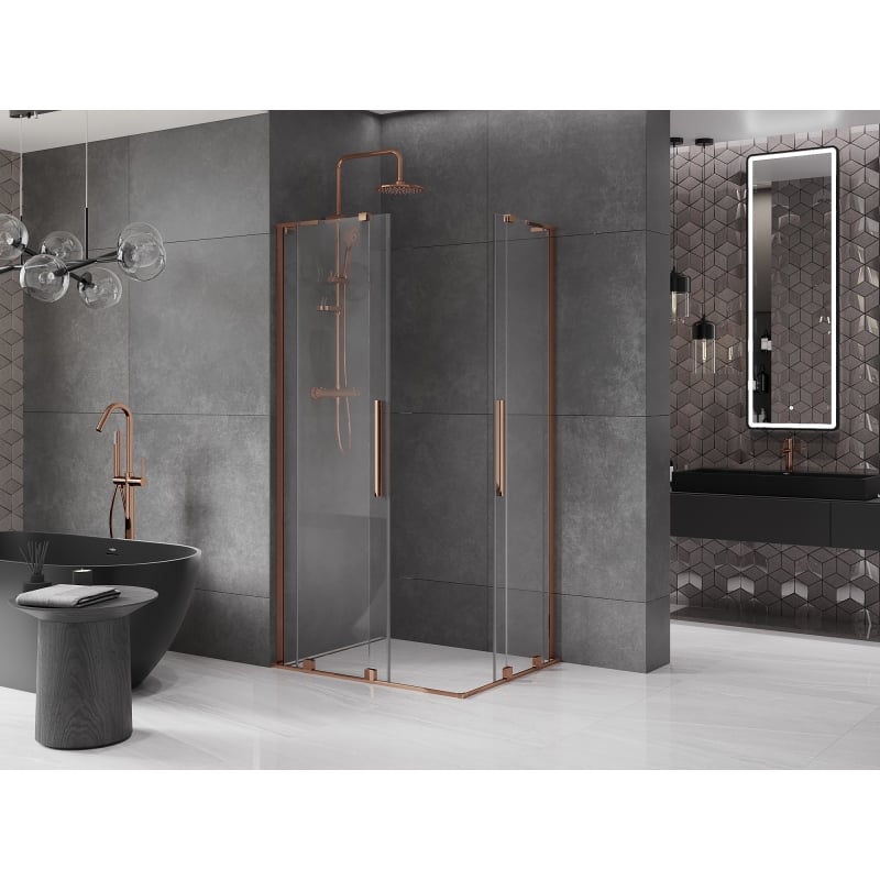 Mexen Velar L Duo kabina prysznicowa rozsuwana 100 x 90 cm, transparent, różowe złoto - 871-100-090-02-03-60