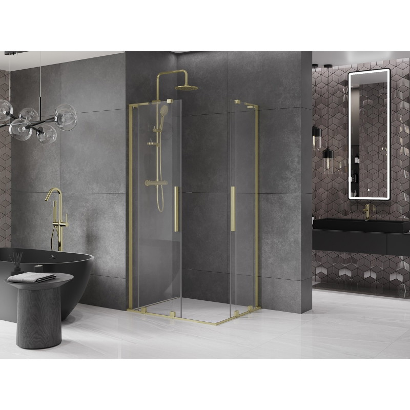 Mexen Velar L Duo kabina prysznicowa rozsuwana 100 x 90 cm, transparent, złota szczotkowana - 871-100-090-02-03-55