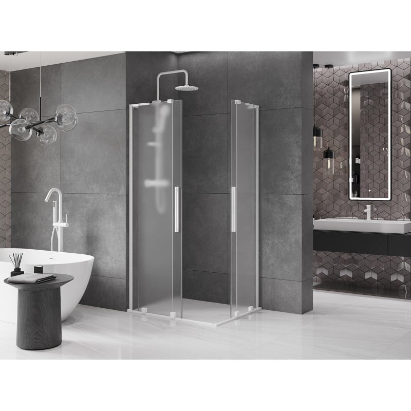 Mexen Velar L Duo kabina prysznicowa rozsuwana 100 x 90 cm, szron, biała - 871-100-090-02-33-20