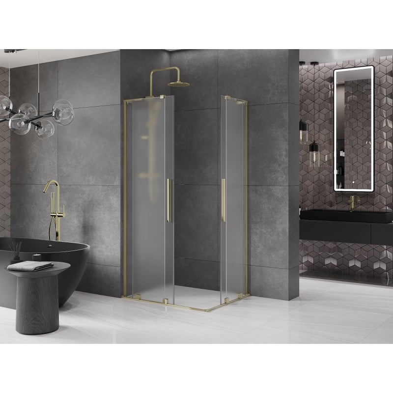 Mexen Velar L Duo kabina prysznicowa rozsuwana 100 x 90 cm, szron, złota - 871-100-090-02-33-50
