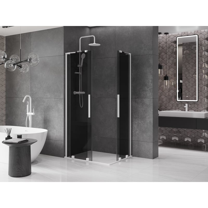 Mexen Velar L Duo kabina prysznicowa rozsuwana 100 x 90 cm, grafit, biała - 871-100-090-02-43-20