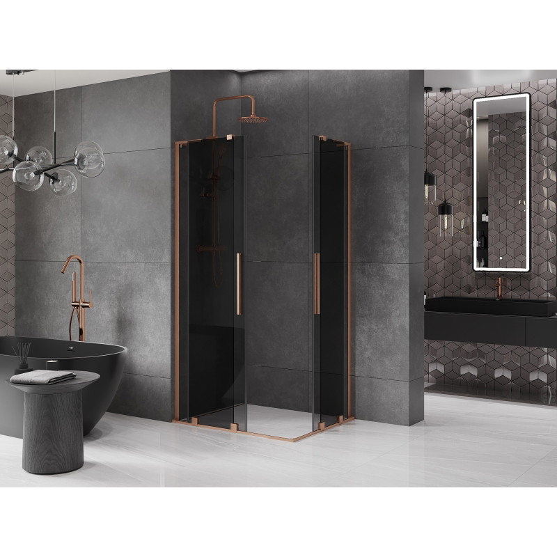 Mexen Velar L Duo kabina prysznicowa rozsuwana 90 x 80 cm, grafit, miedź szczotkowana - 871-090-080-02-43-65