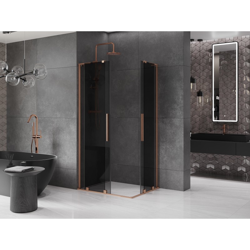 Mexen Velar L Duo kabina prysznicowa rozsuwana 100 x 90 cm, grafit, miedź szczotkowana - 871-100-090-02-43-65