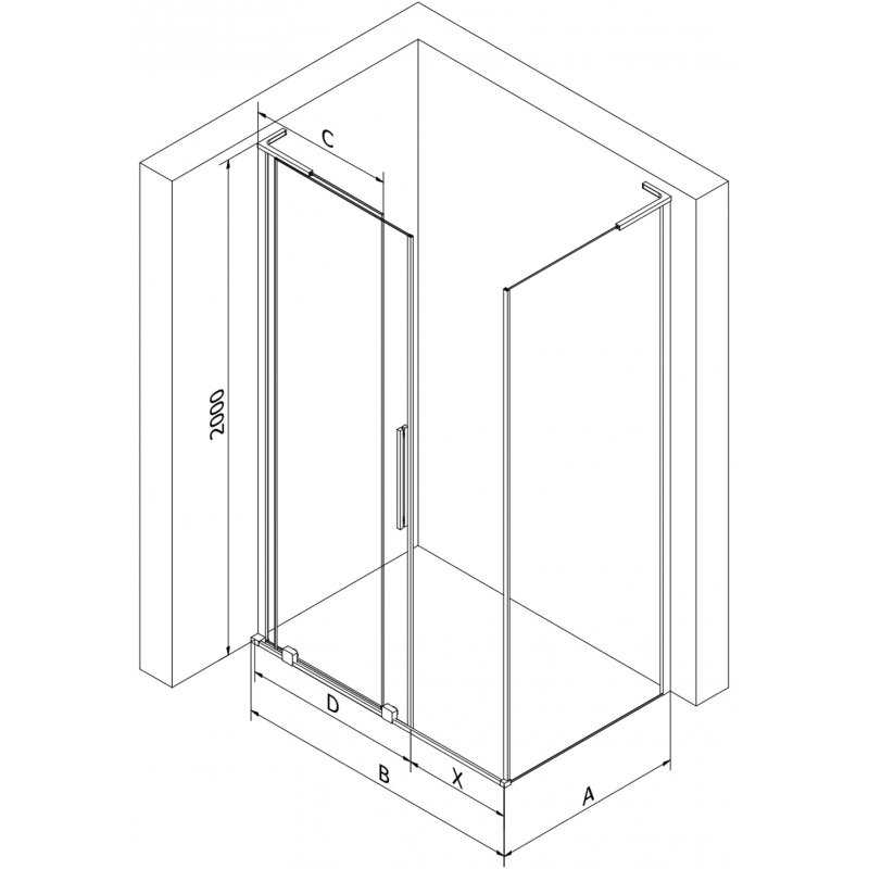 Mexen Velar L kabina prysznicowa rozsuwana 90 x 85 cm, szron, biała - 871-090-085-33-20
