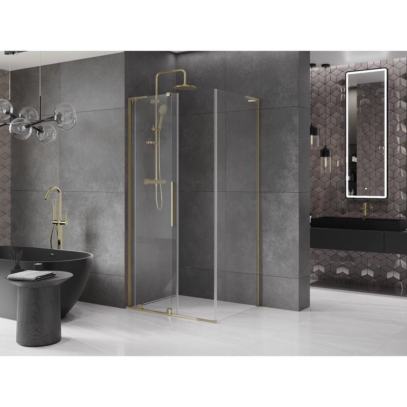 Mexen Velar L kabina prysznicowa rozsuwana 90 x 80 cm, transparent, złota - 871-090-080-03-50