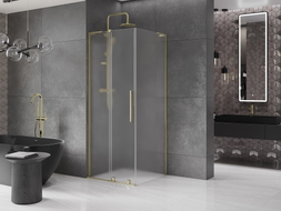 Mexen Velar L kabina prysznicowa rozsuwana 90 x 90 cm, szron, złota - 871-090-090-33-50