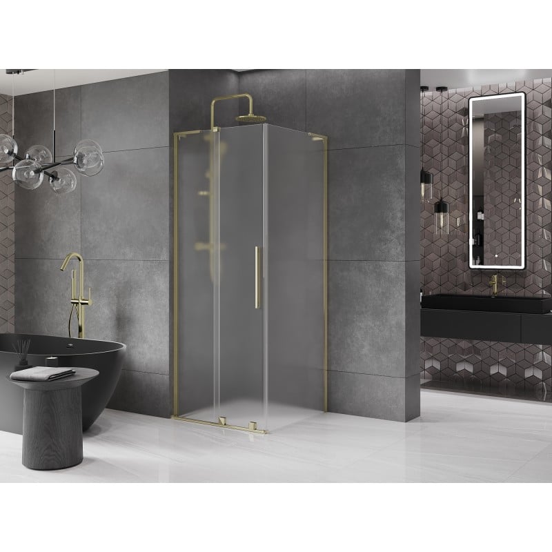 Mexen Velar L kabina prysznicowa rozsuwana 100 x 100 cm, szron, złota - 871-100-100-33-50