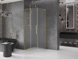 Mexen Velar L kabina prysznicowa rozsuwana 90 x 90 cm, szron, złota szczotkowana - 871-090-090-33-55