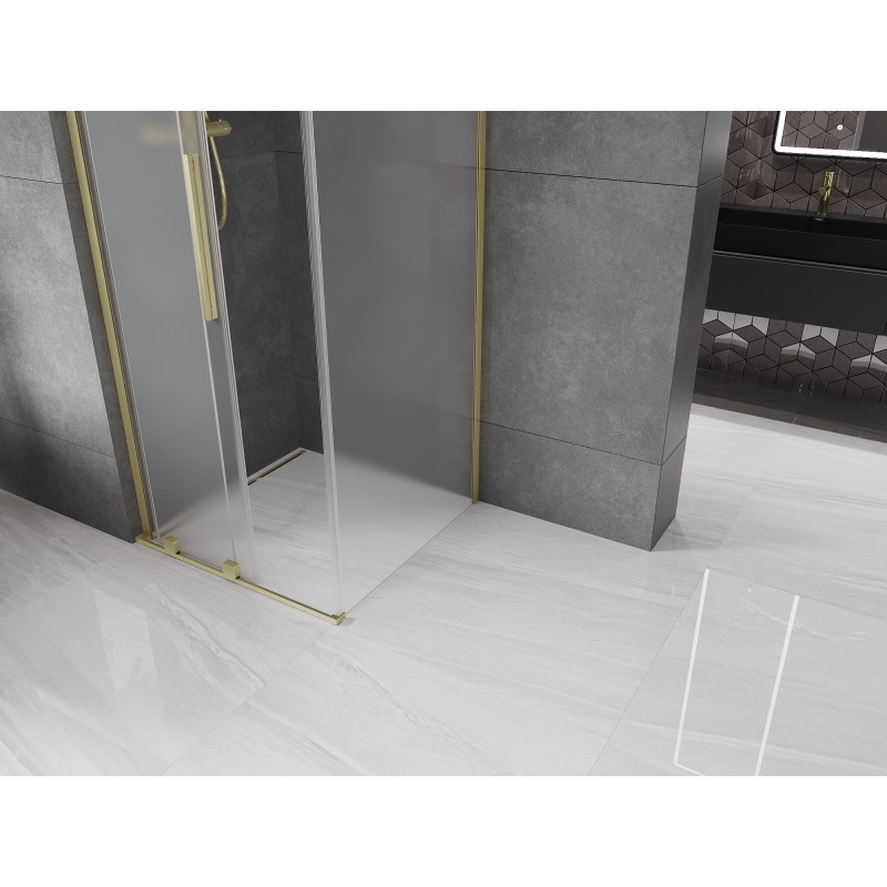 Mexen Velar L kabina prysznicowa rozsuwana 90 x 90 cm, szron, złota szczotkowana - 871-090-090-33-55