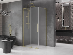 Mexen Velar L kabina prysznicowa rozsuwana 100 x 90 cm, szron, złota szczotkowana - 871-100-090-33-55