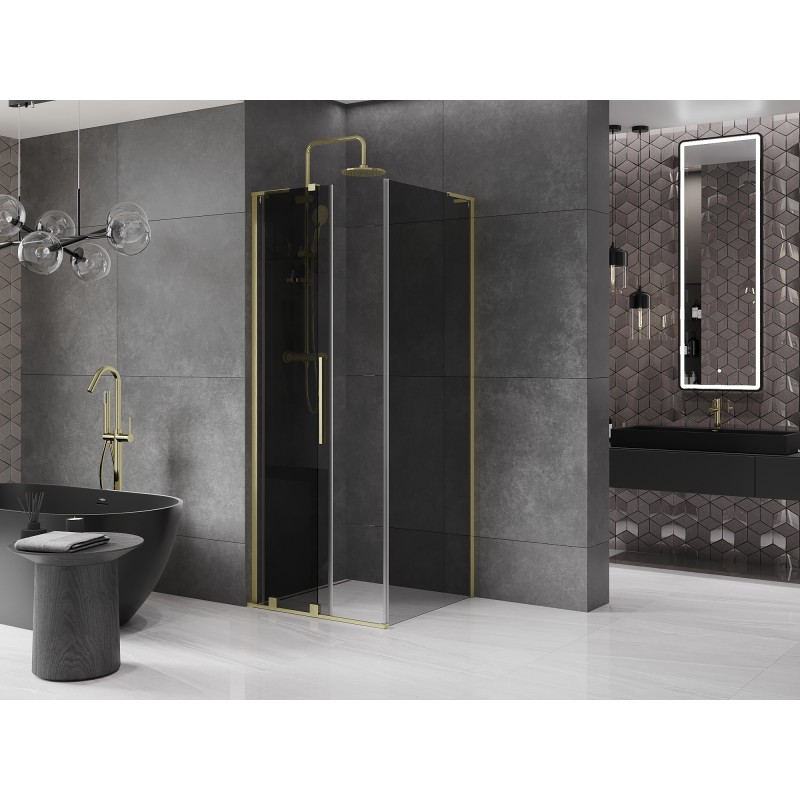 Mexen Velar L kabina prysznicowa rozsuwana 90 x 90 cm, grafit, złota szczotkowana - 871-090-090-43-55