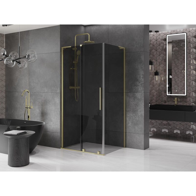Mexen Velar L kabina prysznicowa rozsuwana 90 x 80 cm, grafit, złota szczotkowana - 871-090-080-43-55