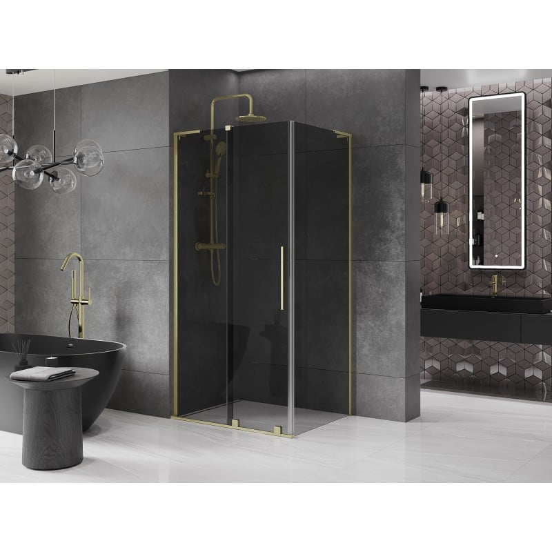 Mexen Velar L kabina prysznicowa rozsuwana 100 x 85 cm, grafit, złota szczotkowana - 871-100-085-43-55