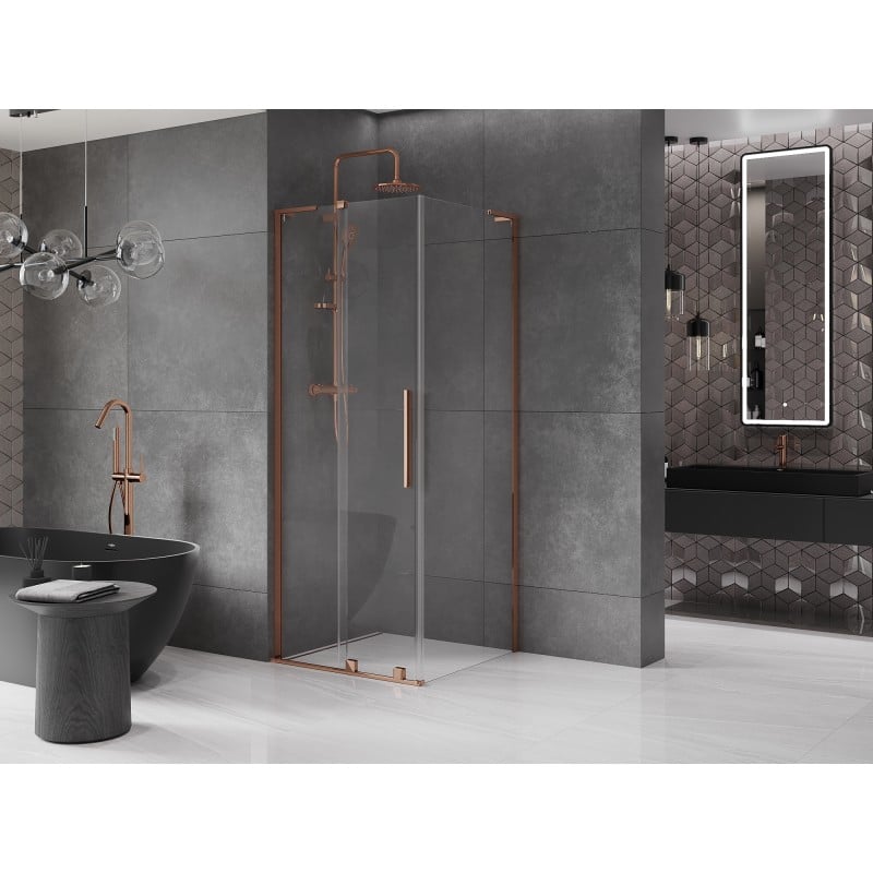 Mexen Velar L kabina prysznicowa rozsuwana 90 x 90 cm, transparent, różowe złoto - 871-090-090-03-60