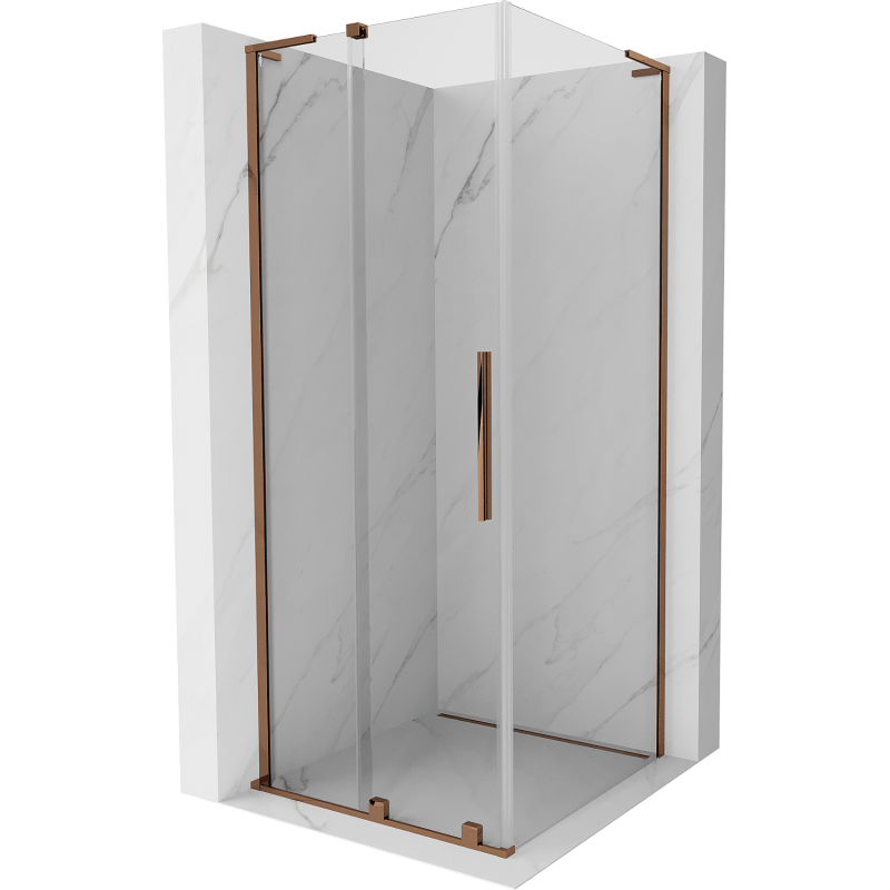 Mexen Velar L kabina prysznicowa rozsuwana 120 x 120 cm, transparent, różowe złoto - 871-120-120-03-60