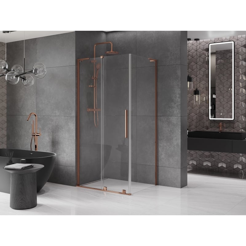 Mexen Velar L kabina prysznicowa rozsuwana 100 x 90 cm, transparent, różowe złoto - 871-100-090-03-60